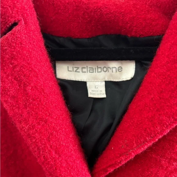 Liz Claiborne Red Wool Coat - Picture 2 of 4